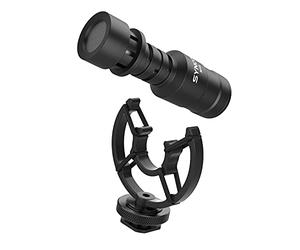 Aumotop Microphone D'enregistrement Mini, Cardioïde avec Suspension | Conception compacte, qualité sonore améliorée, vidéo mobile, compatibilité TRS/TRRS 3,5 mm