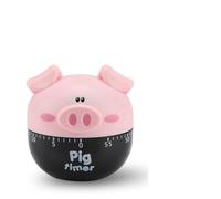Aumotop Minuterie de Cuisine en Forme de Cochon, Minuterie Mécanique pour la Cuisson, Rappel 1 à 55 Minutes, en Matériau ABS pour la Cuisson, Friture et œufs à Maison (Rose)