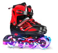 Aumotop Patins à Roues Alignées Lumineux Réglables pour Jeunes Filles et Garçons avec Roues Lumineuses, Roulement ABEC-7, Taille S/M/L, Chaussures de Patinage pour Enfants de 6 à 12 Ans (S)