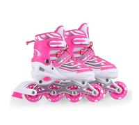 Aumotop Patins à Roues Alignées Réglables pour Enfants, Lumineux, pour Filles et Garçons, Adaptés aux Débutants, Respirants Les Tout-Petits, Tailles 28 à 41, Rose/Bleu/Rouge (S)