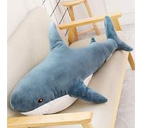 Aumotop Peluche Requin de Dessin animé Doux de 45cm, Coussin d'oreiller élastique pour Enfants, Poupée Bleu Gris Rose pour Cadeaux Noël, d'anniversaire et Journée D'école (Bleu Ciel)