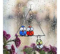 Aumotop Pendentif Hibou en Alliage de Zinc, Décoration Suspendue de Hibou en Métal Multifonctionnel, Sculpture D'oiseau, Décoration pour Intérieur et Extérieur, Maison, Jardin (Bleu + rouge + jaune)