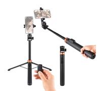 Aumotop Perche à Selfie Polyvalente et Trépied avec Support de Téléphone Rotatif à 360° pour Appareil Photo, Support de Photographie Portable Extensible pour Selfie en Direct, Noir