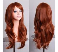 Aumotop Perruque Longue Ondulée Résistante à la Chaleur, à la Mode pour Halloween, Cosplay, Costume de Fête pour Femmes, 27,6 Pouces, en Fiber Synthétique (Brun)