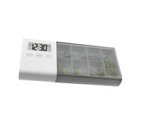 Aumotop Pilulier Anti-poussière avec Minuterie électronique et Alarme pour le Stockage des Médicaments, Rappel, étanche et Portable pour une Utilisation Facile à la Maison ou en Voyage, Bleu/gris