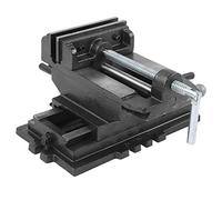 Aumotop Pinces à Bec Plat Outils Étau Coulissant croisé de 5 Pouces, Accessoire de Perceuse Table Haute Précision avec Force Serrage Puissante, Matériau en Fonte, 1 X étau Coulissant croisé 2 X clé