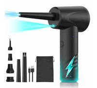 Aumotop Plumeau électrique à Moteur brossé Puissant, Souffleur D'air sans Fil Rechargeable 50 000 Tr/min pour le Nettoyage du Clavier de PC, 6 Buses, Noir