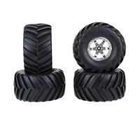 Aumotop Pneus de Camion 1/10 Haute Résistance à l'usure 4 Pièces/Ensemble pour Modèle de Voiture HSP HPI RC, Couleur Argentée, Idéal pour Les Amateurs Camions Monstres Tout-Terrain