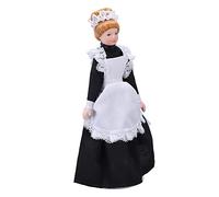 Aumotop Poupée de Femme de Chambre Miniature en Céramique, Haute Simulation, Posable et Réaliste pour Affichage Maison Poupée 1:12