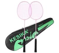 Aumotop Raquette de Badminton Légère en Alliage de Fer Précis pour des Performances Exceptionnelles, Idéale pour Les Exercices D'éducation Physique, Bleue (Une Paire Raquettes)