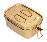 Aumotop Récipient Alimentaire Portable 1,5 L Double Couche (Golden) | Acier inoxydable de haute qualité, léger et portable, polyvalent pour le déjeuner et les pique-niques