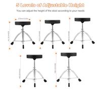 Aumotop Tabouret de Siège de Tambour Rond rembourré Universel, Coussin Confortable pour Batteurs Adultes