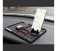 Aumotop Tapis Antidérapant de Voiture, Support de Téléphone Multifonctionnel, Panneau Numéro Stationnement Temporaire, Tampon Rangement pour Organisateur Intérieur Voiture, Matériau PVC (comme