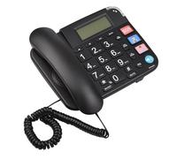 Aumotop Téléphone Filaire Noir pour Personnes âgées, avec Gros Boutons, Téléphone Fixe de Bureau, Prise en Charge Mains Libres/Recomposition/Flash/numérotation Rapide, Filaire Portable pour Hôtel