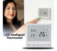 Aumotop Thermostat Intelligent WiFi 5 + 2 Programmable 3 A pour Chauffage de l'eau Thermostat à Commande Vocale pour Bureau, Télécommande Numérique à économie D'énergie, Matériau ABS Blanc
