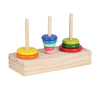 Aumotop Tour de Hanoï Puzzle Logique coloré à 10 Anneaux, Jouet en Bois pour Enfants de 5 Ans et Plus, Jouet éducatif (Grande Tour en boîte Hanoï)