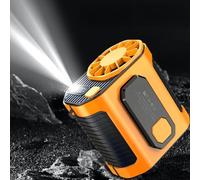 Aumotop Ventilateur De Taille Turbo Portable 5000mAh Mini Ventilateur Rechargeable Mains Libres Pour Le Travail En Plein Air Escalade Pêche - Orange/Taille Unique