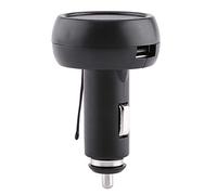 Aumotop Voiture Camion Double Affichage Numérique LED Voltmètre Thermomètre Charge Rapide Allume-cigare Chargeur USB pour la Plupart des Véhicules 12 V-24 V - Métal, Plastique, Noir (vert + rouge)