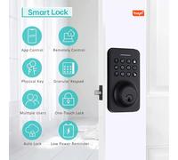 Aumotop WAFU Serrure de Porte Intelligente à Empreintes Digitales, Clavier Granulaire sans clé, Application, Télécommande pour la Gestion des Propriétés Locatives, Alliage Zinc Noir 65 X 125 Mm