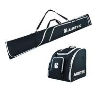 AUMTISC Sac de ski et sac à chaussures Combo, Ensemble rembourré deux pièces sacs pour skis et chaussures pour voyage en avion, Sac de transport de skis de neige jusqu'à 200 CM, Chaussures de ski