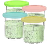 AUMUA Pot et Couvercle pour Ninja CREAMi Deluxe Sorbetière machine à desserts glacés, Lot de 4 Bol Bacs à Crème Glacée pour Ninja Creamy NC501EU NC502EU, Sans BPA et Lavable au Lave-Vaisselle