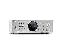 AUNA AMP - amplificateur Hi-FI stéréo pour karaoké, Radio ou Home cinéma, Connexion USB et SD, fréquence : 20 Hz à 20 000 Hz, 43 x 14,5 x 30,5 cm (LxHxP) - Argent