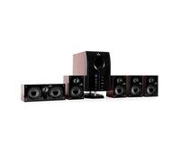 Auna Areal 525 Bk Système d'enceintes Surround actives 5.1 (pack de haut parleurs amplifiés pour bureau, Home Cinema, TV ou PC, subwoofer 13,5cm, télécommande, entrée AUX, 95 W RMS) - noir