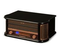 auna Belle Epoque 1908 Chaîne HiFi stéréo rétro avec platine vinyle - enregistrement par USB MP3 , lecteur CD , tuner radio et K7 - design bois Noir G