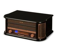 auna Belle Epoque 1908 Chaîne HiFi stéréo rétro complète avec platine vinyle USB , lecteur CD MP3 , tuner radio et K7 - Design bois