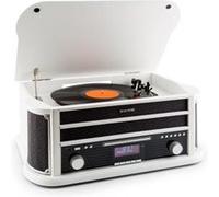 Auna Tourne-disque Bluetooth Avec CD, USB et Haut-parleur - Platine Vinyle 33 Tours, Chaîne HiFi en Bois, Lecteur Vintage 3 Vitesses