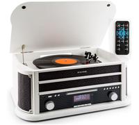 Platine Vinyle Bluetooth et Lecteur CD - auna - 33/45/78 r/min - USB - Tourne Disque Retro - blanc