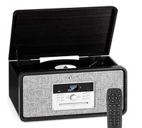 Auna Platine Vinyle Bluetooth avec CD, MP3 & USB, Haut Parleur, Radio DAB+/FM, Tourne Disque 33 Tours, Chaine HiFi, Télécommande et Pieds
