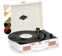 Auna Platine Vinyle Bluetooth, Tourne Disque Vinyle USB avec Haut Parleur, Tourne-disques Audio 33 Tours, Chaine HiFi avec Platine Lecteur Vinyles Vintage Meuble Portable