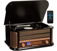Auna Platine Vinyle et Lecteur CD/USB Avec Haut-Parleur - Tourne-Disques Audio 33 Tours, Chaîne HiFi en Bois, Vintage, 3 Vitesses