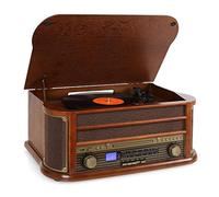 Auna Platine Vinyle, Tourne Disque Vinyle, Lecteur CD et USB avec Haut Parleur, Tourne-disques Audio 33 Tours, Chaine HiFi avec Platine en Bois, Lecteur Vinyles Vintage 3 Vitesses