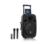 AUNA Pro Streetstar - Enceinte Sono Portable, Enceinte amplifiée, Micro UHF sans Fil, Solide boîtier en ABS, Poignées de Transport, Conception Bassreflex, Line-Out, 800w - Noir