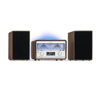Auna Radio DAB/DAB+ portable numérique avec Bluetooth et lecteur CD, système stéréo AUX et MP3, micro stéréo amovible de 25 W, écran LCD, USB, streaming
