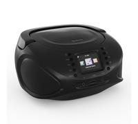 AUNA Roadie Smart Lecteur CD Portable - Bluetooth Boombox avec Radio Dab+/FM/Internet, Lecteur CD/Mp3, Écran Tft 2,4", Batterie, Haut-Parleurs 3W, USB/Aux, Noir
