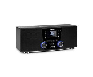 auna Stockton Micro chaîne stéréo - 20W Max. (2X 5W RMS), Dab+, Tuner Radio FM, Fonction RDS, Lecteur CD, Bluetooth, Port USB, AUX-in, écran OLED, X-Bass, EQ, minuterie, Fonction réveil, Noir