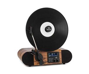 AUNA Verticalo Se - Platine Vinyle, Tourne Disque, 33/45/78 t/Min, Haut-parleurs stéréo, Port USB Compatible MP3, Bluetooth, Entrée AUX, Tuner Dab+, Tuner FM - Bois