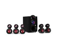 AUNA X-Gaming 5.1 - Home cinéma sans Fil 5.1, Jeux, 380W Max., Subwoofer OneSide 8", 5 Enceintes Satellites 3", Bluetooth, Port USB, SD, Entrées RCA stéréo - Noir