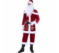 Aunaeyw Costume de Père Noël pour adultes - Ensemble de vêtements de luxe en velours pour fête à thème - Tenue de Noël (rouge - adultes 01, L)