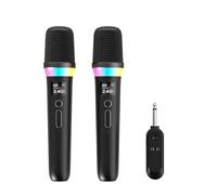 Aundhegrtt 1 à 2 Microphones sans avec Récepteur, Microphone Haut-Parleur Intelligent avec IA, Système de Mixage Multi-Effets Sonores pour Karaoké, Noir