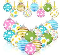 Aundhegrtt 16 Décorations de Pâques pour Sapin : Lapins, Œufs, Poussins, Marguerites et Fleurs (5 Cm) - Ornements Printaniers à Suspendre