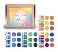 Aundhegrtt 24 Couleurs/Ensemble de Poudre de Mica pour Résine Époxy, Teinture Époxy Nacrée, Pigment Perlé pour Nail Art, Fabrication de Savon, DIY