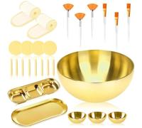 Aundhegrtt 26 Fournitures D'Esthéticienne en Or, Grands de Service en Or, 3 de Mélange pour, 3 Pinceaux Plats pour le