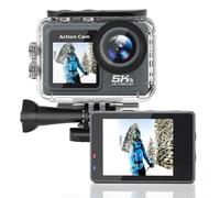 Aundhegrtt Accessoires de Caméra Sportive Caméra d'action 5K EIS 100FT Étanche Caméra sous-Marine avec Écran LCD Frontal et Écran Tactile 5X Zoom