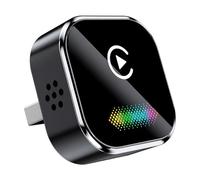 Aundhegrtt Boîtier CarPlay sans 2 en 1 avec pour Android Auto, Commande Vocale, Éclairage Coloré, Adaptateur USB et Fonction CarPlay Filaire vers CarPlay sans