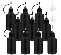 Aundhegrtt Bouteille Applicatrice avec 2 Entonnoirs, 10 Pièces de 30 Ml pour Bouteille de Colle, pour Colle, Liquide, Bricolage, Etc. A