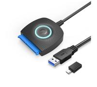 Aundhegrtt Câble de Disque Dur USB 3.0 à SATA USB 3.0 pour Disque Dur Mécanique et à État Solide de 2,5 Pouces et 3,5 Pouces, Universel et Facile à Utiliser avec Port DC